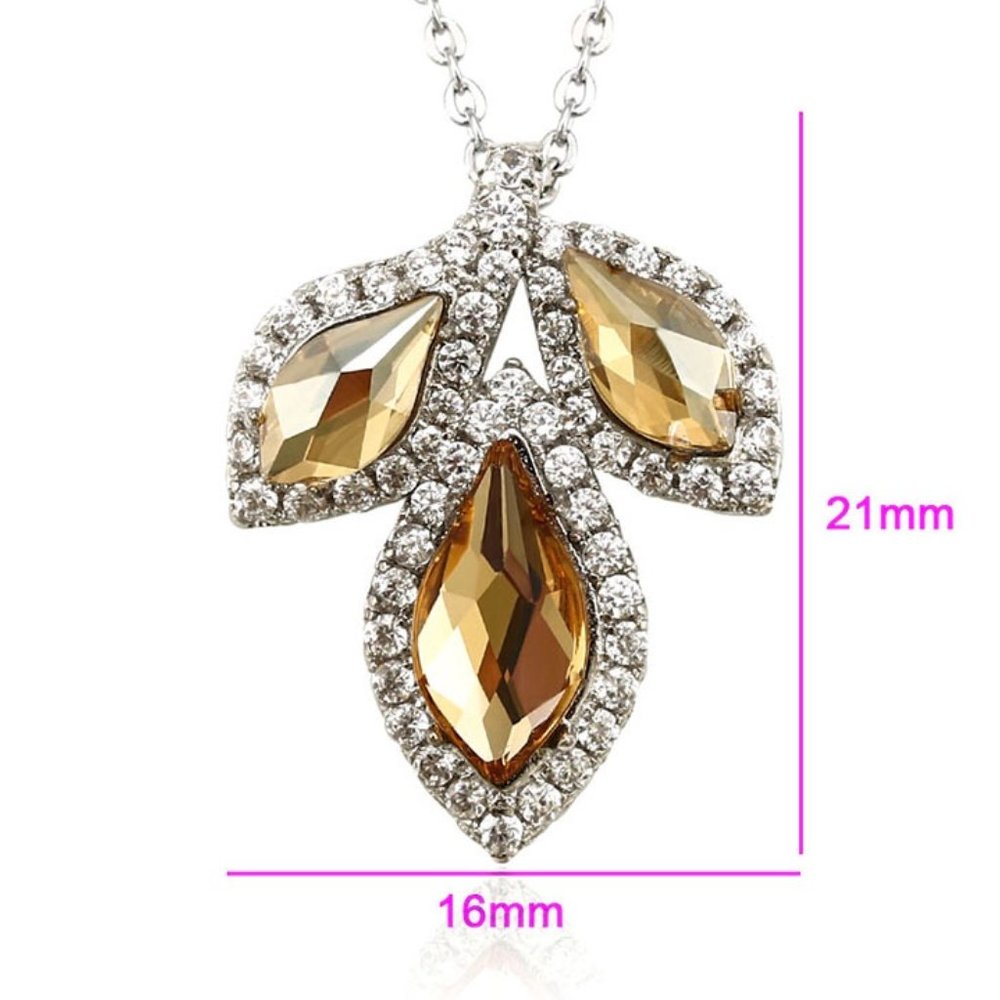 Gorgeous Tri-leaf Swarovski Necklace - Picture 3 of 11